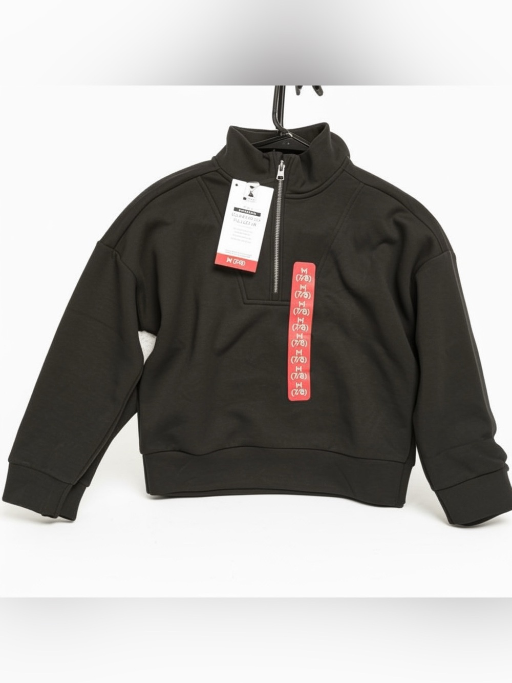 Kids Black Half-Zip Pullover Sweatshirt with Red Graphic